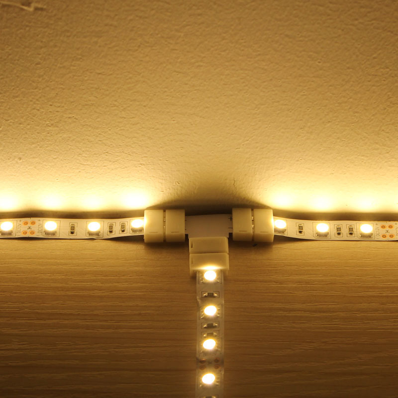 T Shape 2 Pin Single Color LED Strip Connector For 10mm 2 Pin Single Color LED Strip Lights T Shape 2 Pin Single Color LED Strip Connector For 10mm 2 Pin Single Color LED Strip Lights